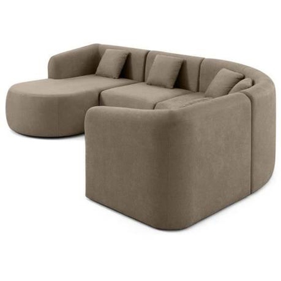 Ikare - canapé modulable dangle gauche - 5 places - avec méridienne - en tissu - Taupe