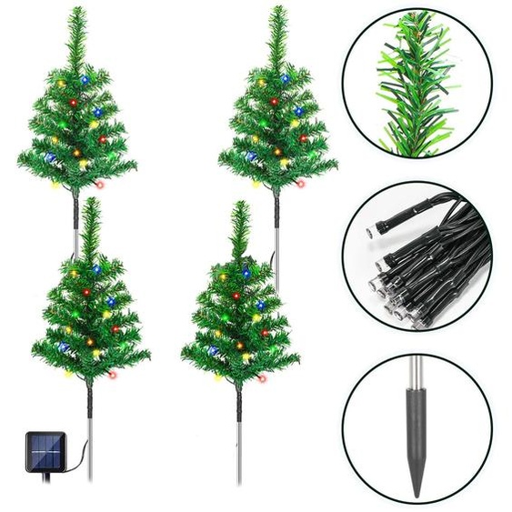 Ikodm : Guirlande lumineuse solaire pour sapin de Noël, 16 pièces, 320 LED multicolores, 8 modes déclairage, 50 cm, décoration de Noël pour jardin