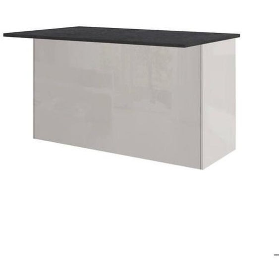 Îlot de cuisine Dcarnelo - Dmora - Melaminè - Blanc brillant, Ardoise 155x90h90 cm