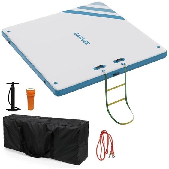 Îlot gonflable - Plateforme flottante - Surface antidérapante - PVC - 180 x 150 cm - Pour piscine, lac ou mer - Bleu