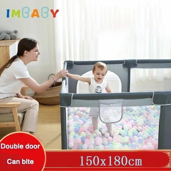 IMBABY – parc dactivités pour bébés, 150x180cm, pour enfants, boîte à balles, piscine, clôture