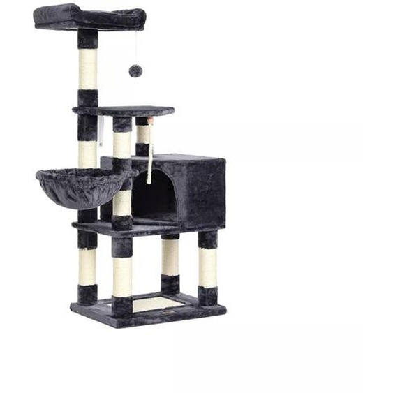 In And OutdoorMatch Arbre à chat de luxe Christina - Pour chats - 138 cm - Noir - Lit-hamac moelleux pour chats - Jouets pour chats - Convient aux petits chatons
