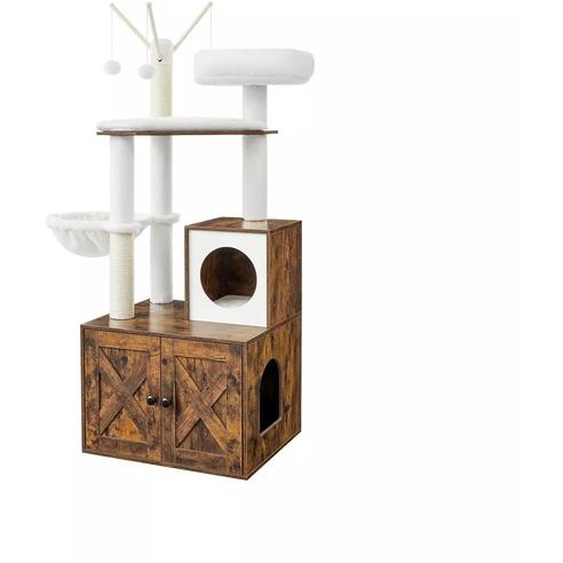 In And OutdoorMatch Arbre à chat de luxe Vincenzo - Pour chats - 140 cm - Marron - Lit-hamac moelleux pour chats - Jouets pour chats - Convient aux petits chatons