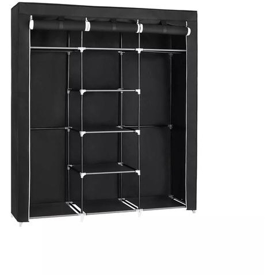 In And OutdoorMatch Armoire avec porte Judson - Armoire noire - Tissus pliables - Organisateur darmoire - Chambre à coucher - Porte-manteau - Sans poussière - 150x45x175cm