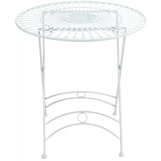 In And OutdoorMatch Table de jardin ronde en métal Shanie - 4 personnes - Résistante aux intempéries - Blanc - 71x71x71cm