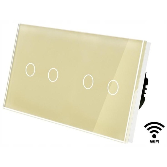 Indual Interrupteur Verre Tactile Quadruple WIFI Doré