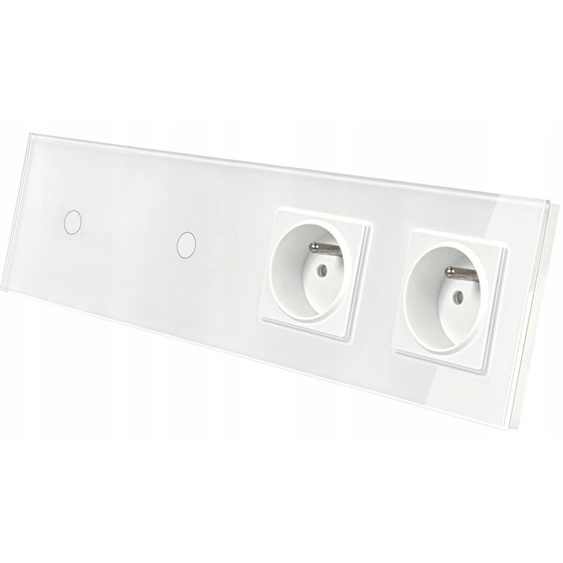Indual Panneau tactile verre, Interrupteurs doubles, Prises Schuko Blanc