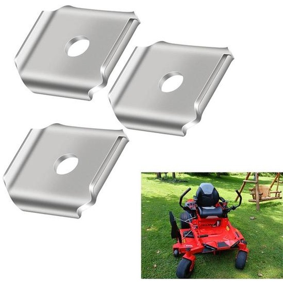 INF Adaptateur en aluminium pour lames X pour mulching double, lot de 3 – Largeur : 7,1 cm, Épaisseur : 0,3 cm, Trou central : 1,6 cm, Compatible avec la plupart des tondeuses à gazon du commerce