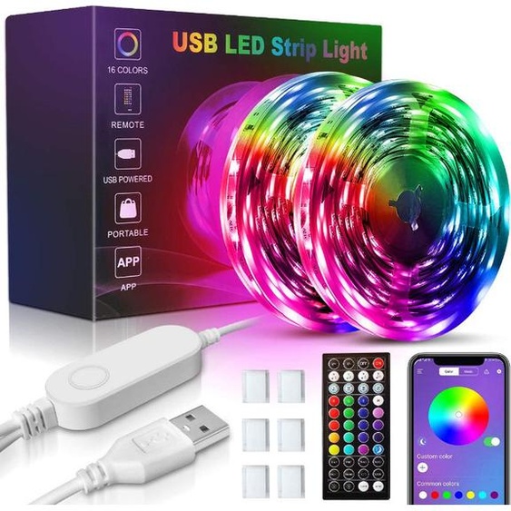 INF Bande lumineuse LED 7 couleurs avec contrôle par application Bluetooth Le noir 4 m
