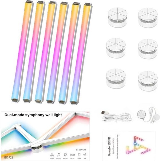 INF Bandes LED Bluetooth - Assemblage Intelligent DIY, Ambiance RGB, 6 Pièces Blanc