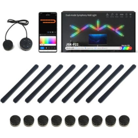 INF Bandes Lumineuses LED WiFi Bluetooth - 9 Pièces, Adaptateur UE pour Bricolage Le noir