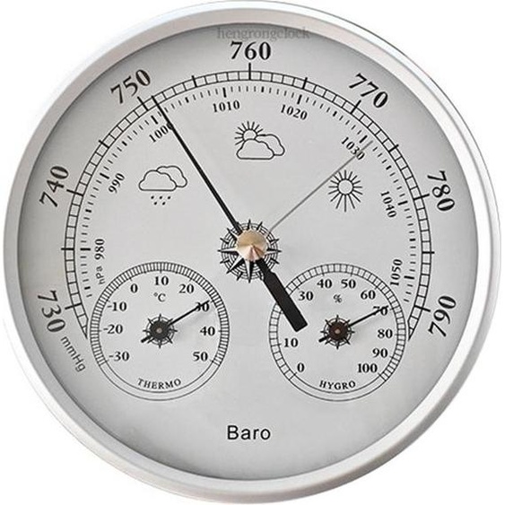 INF Baromètre Analogique 130mm avec Thermomètre et Hygromètre 3-en-1 Blanc