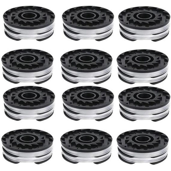 INF Bobines de fil de rechange 12 pièces compatible avec Parkside 20 LI C3 - ABS+Nylon, Noir, 6.5cm