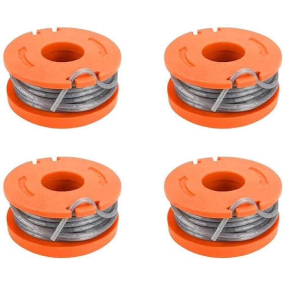 INF Bobines de fil pour débroussailleuse 4-pack, ABS+Nylon orange, bobine 4.05cm, compatible avec SPEAR & JACKSON, MAC ALLISTER, QUALCAST et WORX