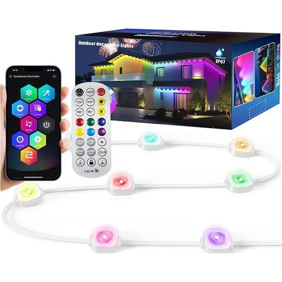 INF Guirlande Lumineuse Extérieure Étanche Bluetooth 10m 20 LED pour Toit