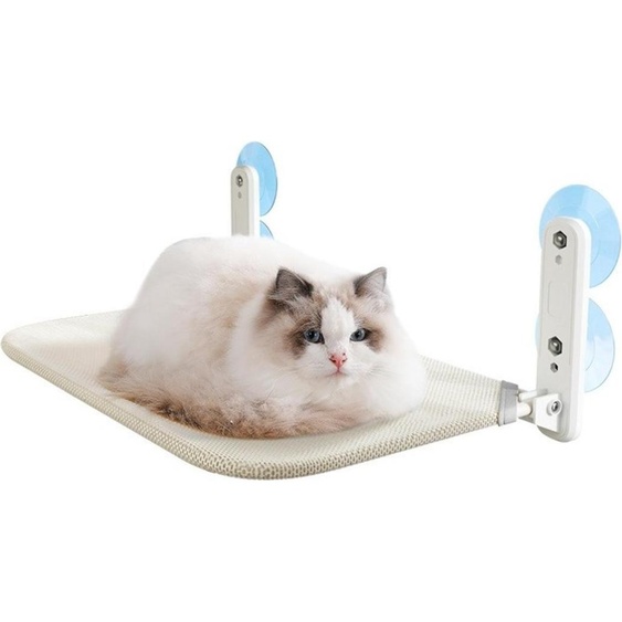 INF Hamac Pliable en Maille Beige pour Chat - Coussin de Fenêtre Intérieur L