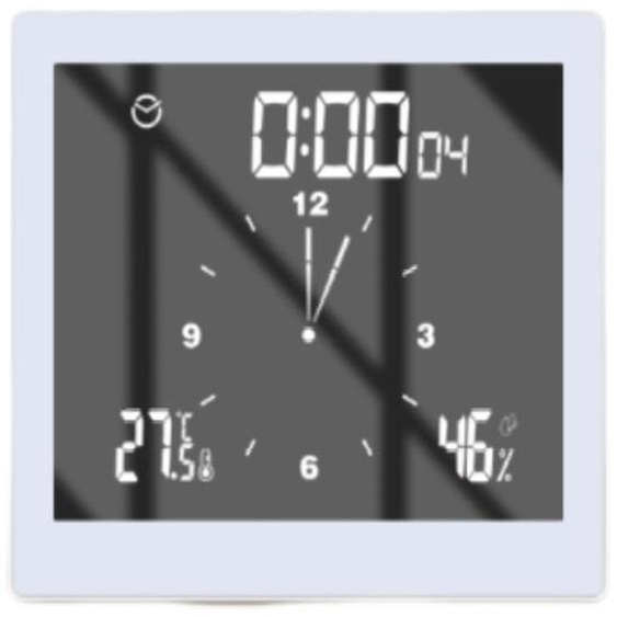 INF Horloge murale numérique multifonctionnelle pour salle de bain Blanc
