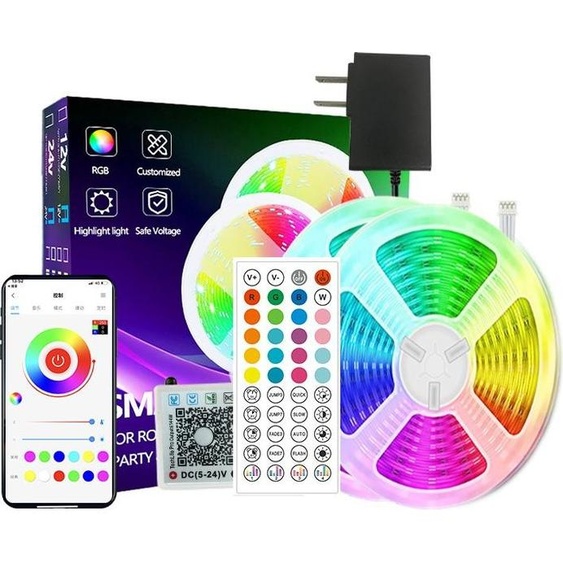 INF Kit de Bande Lumineuse LED RGB 15m - Prise EU, Télécommande 44 Touches