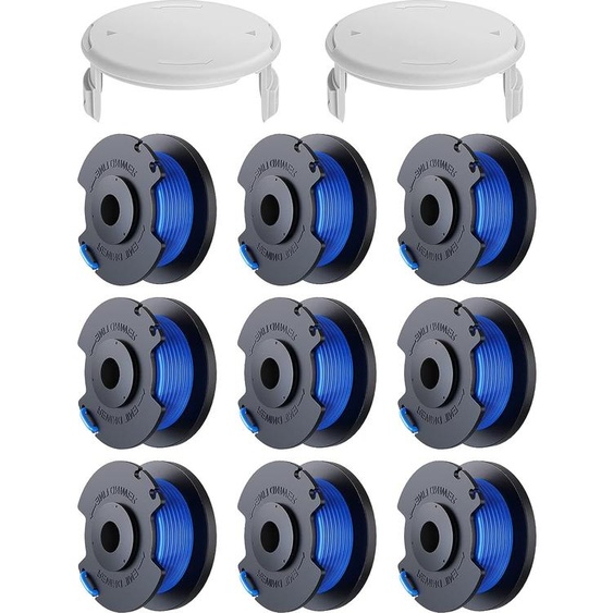 INF Paquet de 9 bobines de fil avec 2 couvercles pour coupe-herbe Ryobi Multicolore