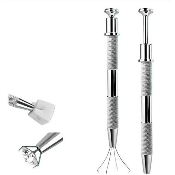 INF Pince à Éponges pour Ongles Argentée (Lot de 2) - Outil en Alliage Zinc Aluminium