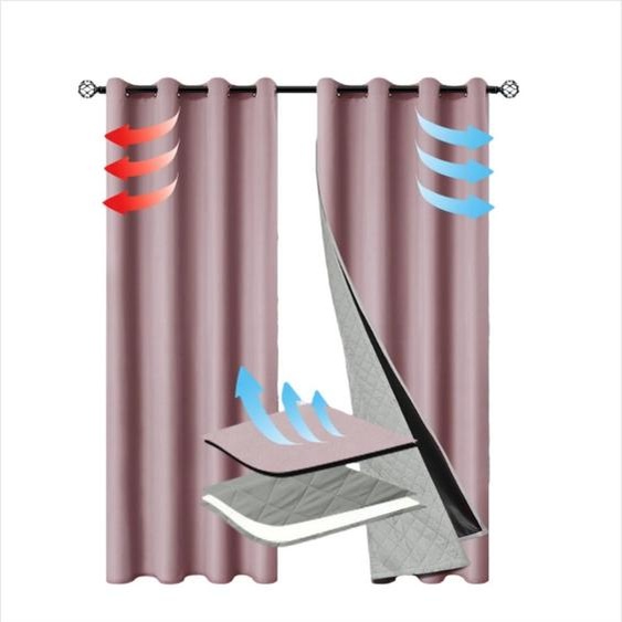 INF Rideaux Thermiques Occultants 2-en-1 Rose Détachable 132x160cm