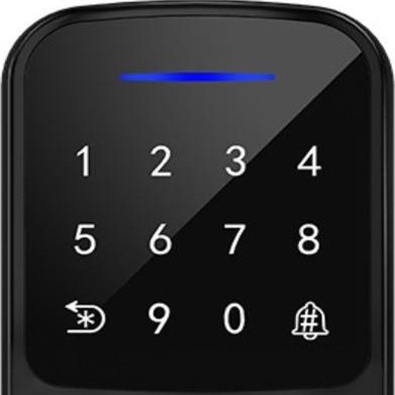 INF Serrure intelligente à pêne simple empreinte digitale aluminium noir pour porte domestique