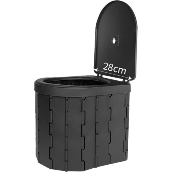 INF Toilette Pliante Portable avec Couvercle - Idéale Camping, Voiture, Extérieur Le noir