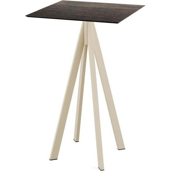 Infinity - Table de bar avec structure couleur sable et plateau en stratifié haute pression (HPL) effet bois lavé, 70 x 70 cm, 1 pièce