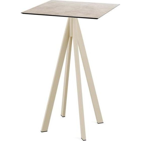 Infinity - Table de bar avec structure couleur sable + plateau HPL Moonstone 70x70 cm, 1 pièce