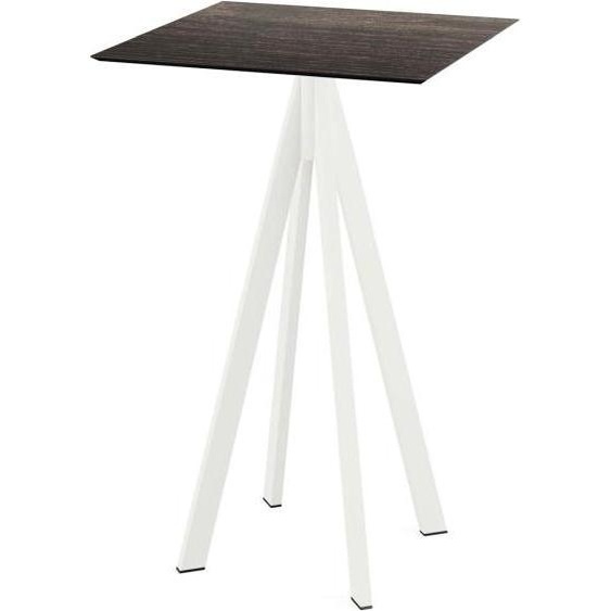 Infinity - Table de bar, structure blanche + plateau en stratifié haute pression (HPL) effet bois lavé, 70 x 70 cm, 1 pièce