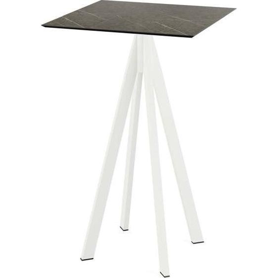 Infinity - Table de bar, structure blanche + plateau HPL effet marbre Midnight, 70 x 70 cm, 1 pièce