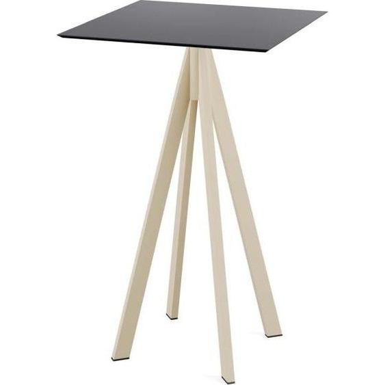Infinity - Table de bar, structure couleur sable + plateau HPL noir, 70 x 70 cm, 1 pièce