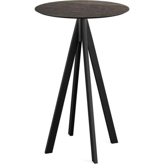 Infinity - Table de bar, structure noire + plateau en stratifié haute pression (HPL) effet bois lavé, Ø 70 cm, 1 pièce