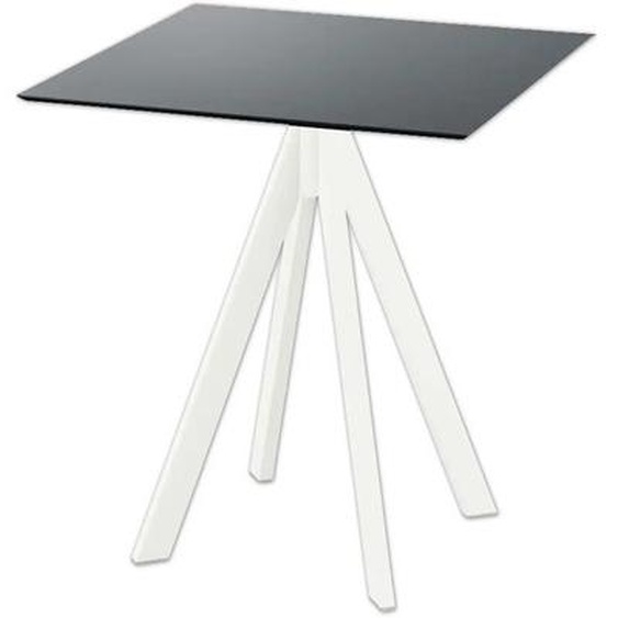 Infinity - Table de patio, structure blanche + plateau HPL noir, 70 x 70 cm, 1 pièce
