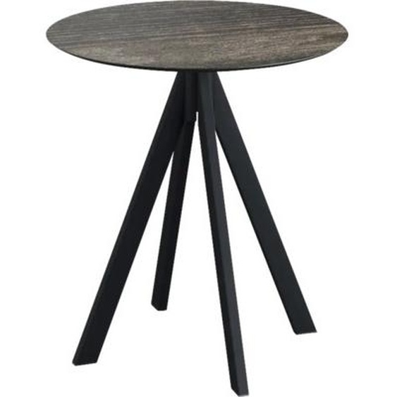 Infinity - Table de patio, structure noire + plateau en stratifié haute pression effet bois délavé Ø70 cm, 1 pièce