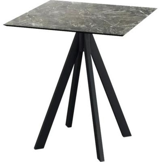 Infinity - Table de patio, structure noire + plateau HPL effet marbre Galaxy, 70 x 70 cm, 1 pièce