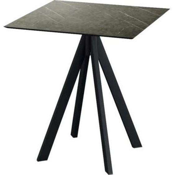 Infinity - Table de patio, structure noire + plateau HPL effet marbre Midnight, 70 x 70 cm, 1 pièce