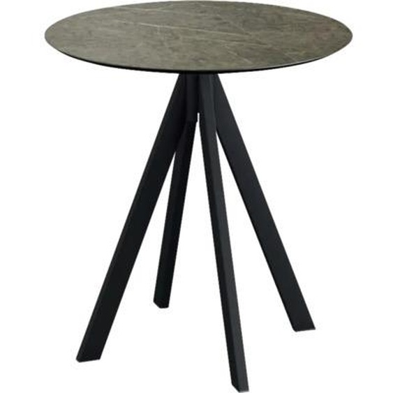 Infinity - Table de patio, structure noire + plateau HPL effet marbre Midnight, Ø70 cm, 1 pièce