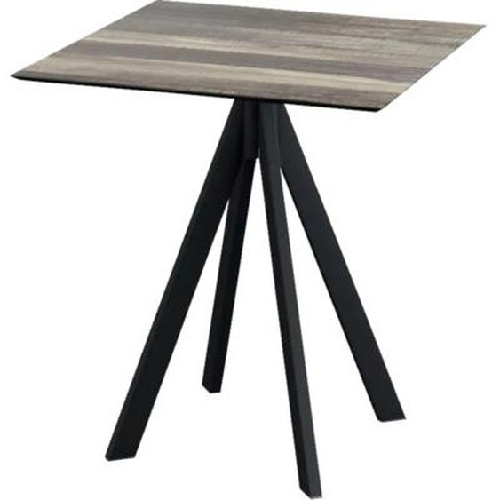 Infinity - Table de terrasse, structure noire et plateau en stratifié imitation bois tropical, 70 x 70 cm, 1 pièce