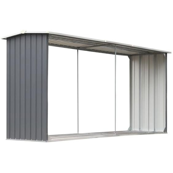 Inlife - Abri de stockage de bois Acier galvanisé 330x92x153 cm Gris