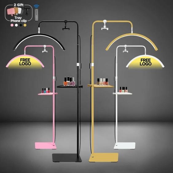 inlightray 2025 télécommande 23 pouces 45W nouvelle lune lampe sol Led demi-lune anneau lumière avec strass Salon cils lumière pour cils ma