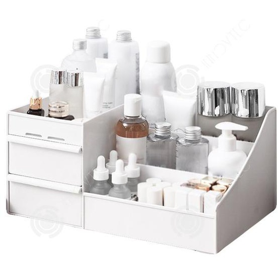INN Organisateur de maquillage 25,5x16x11,5 cm boîte de rangement à 2 tiroirs pour chambre salle de bain organisateur de cosmétique