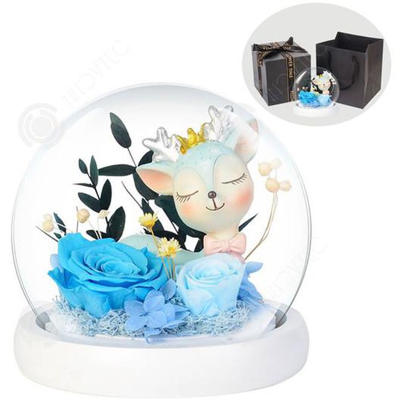 INN® Figurine cerf verre couvercle fleurs éternelles fini cadeau danniversaire pour petite amie cadeau de la Saint-Valentin