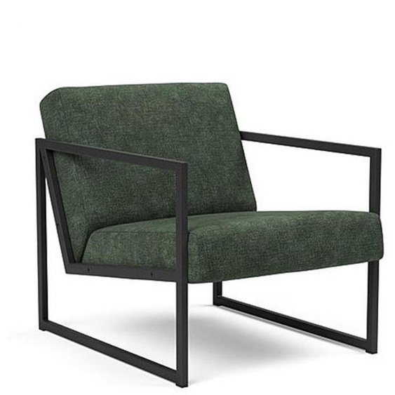 INNOVATION LIVING Chaise design VIKKO ARMS métal noir Tissu Avella Pine Green