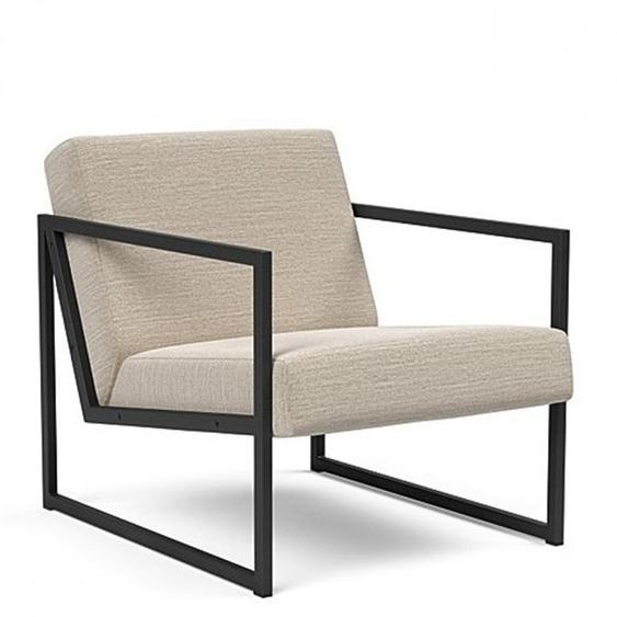 INNOVATION LIVING Chaise design VIKKO ARMS métal noir Tissu Blida Sand Grey