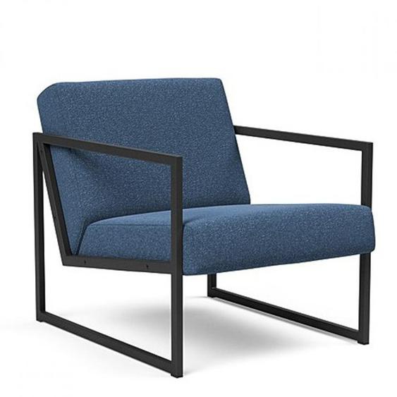 INNOVATION LIVING Chaise design VIKKO ARMS métal noir Tissu Bouclé Bleu
