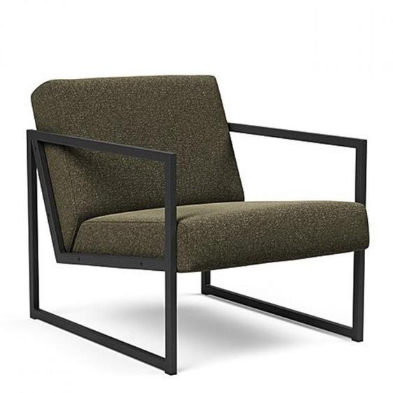 INNOVATION LIVING Chaise design VIKKO ARMS métal noir Tissu Bouclé Forest Green