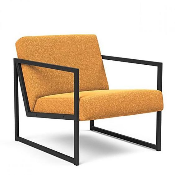 INNOVATION LIVING Chaise design VIKKO ARMS métal noir Tissu Bouclé Ochre