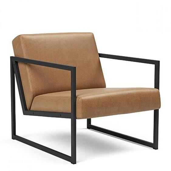 INNOVATION LIVING Chaise design VIKKO ARMS métal noir Tissu Faunal Brown