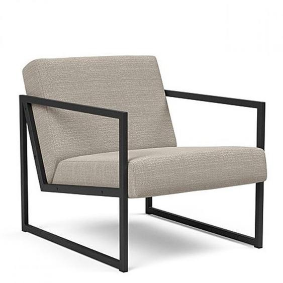 INNOVATION LIVING Chaise design VIKKO ARMS métal noir Tissu Kenya Gravel